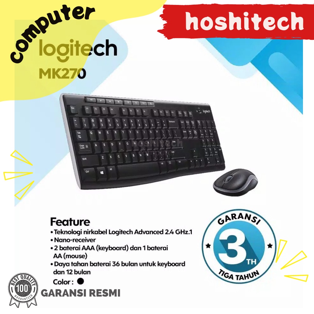 Logitech Keyboard Mouse MK120 MK220 MK270 USB wireless