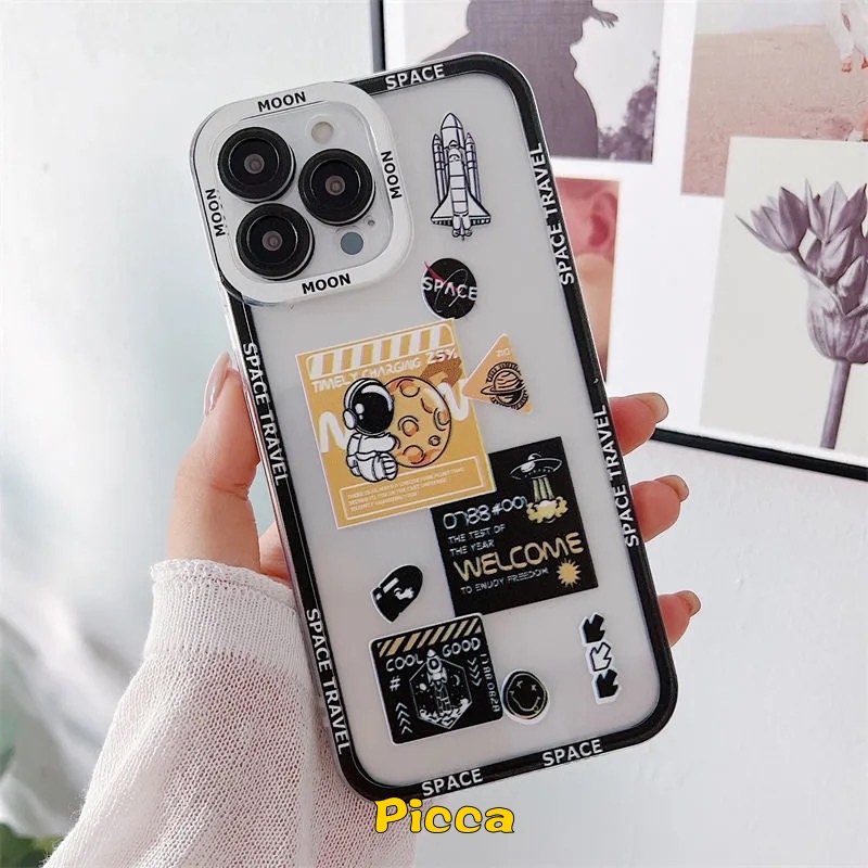 Soft Case Transparan Desain Astronot Nasa NFC Untuk Xiaomi Redmi Note 9 8 10s 9s 11s 9 10 11 Pro Max Plus Redmi 10A 9 10 9C 9T 10C 9T 9C 9C M4 M3 X3 Pro