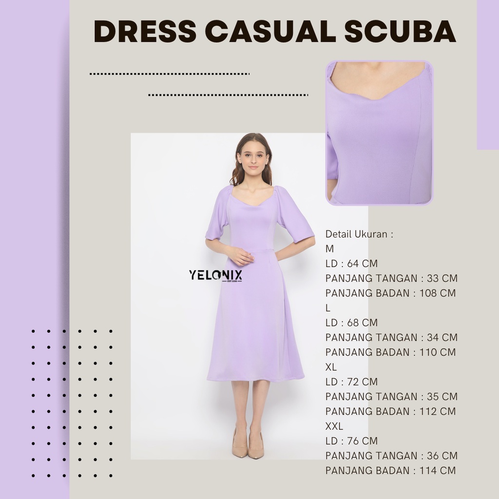 DRESS CASUAL WANITA MIDI KOREAN STAYLE SCUBA DRESS WANITA KANTOR