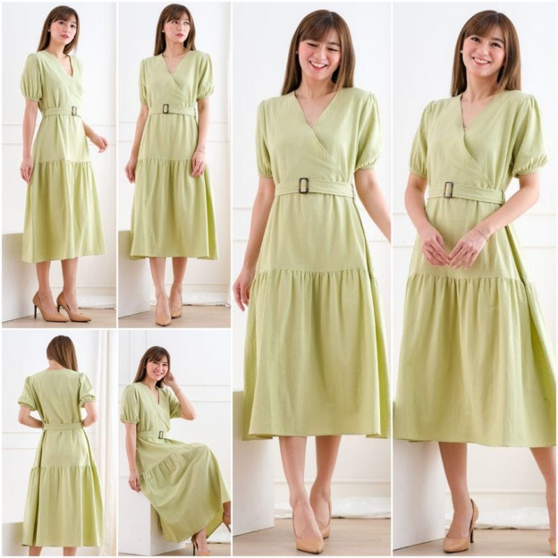 DRESS FELLY / FREE BELT / DRESS WANITA