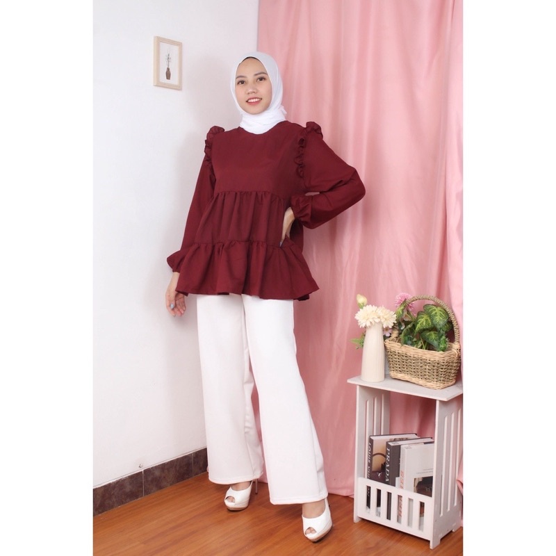 BEFAST - ZRD OOTD Wanita Blouse GAIHE / ANNAYA BLOUSE / Blouse Kasual / Atasan Blus Kekinian / Blouse Lengan Balon Panjang / Blouse Wanita Remaja / Keluaran Terbaru 2022 / Blouse Polos Formal / Fashion Wanita Kerja