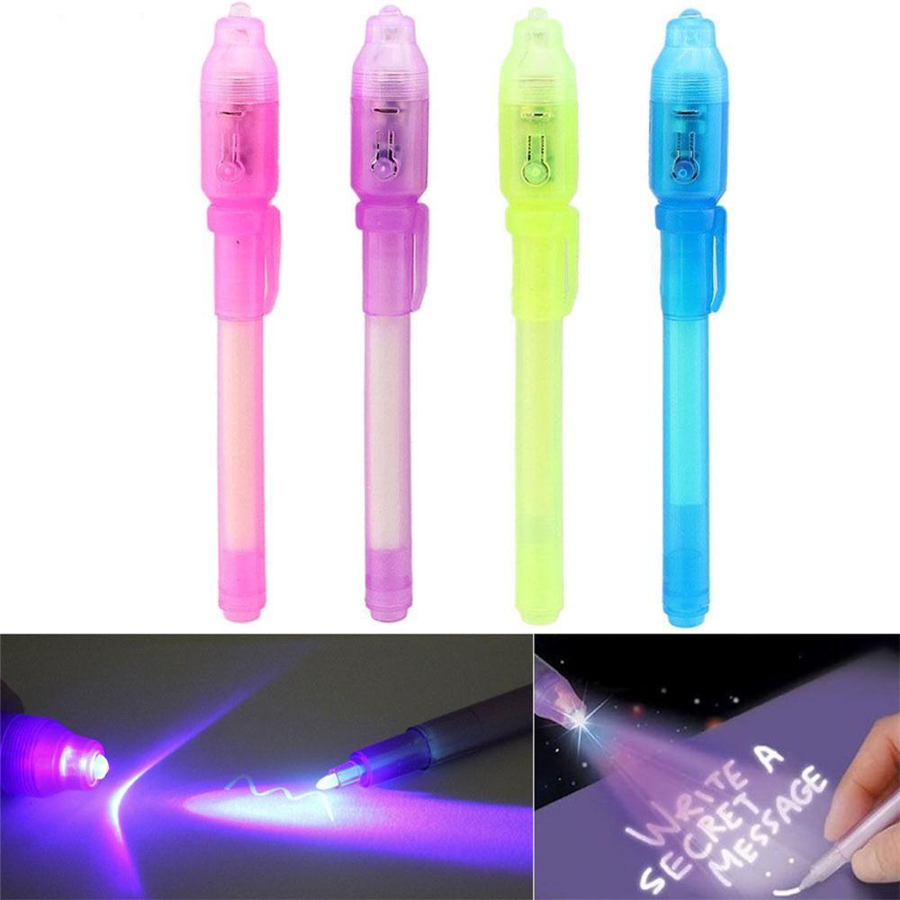 R-flower 3Pcs Random Color 2in1 Invisible Ink Pen Hot Drawing Magic Secret Check Money Tool