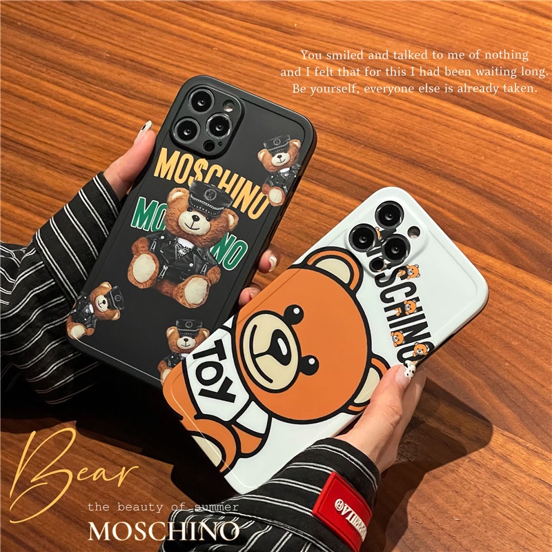 Moschino Casing iPhone 7 8 Plus 12 11 8 X XR XS MAX 13 11pro 12 pro Max SE 2020 Straight edge Matte Soft TPU Cover