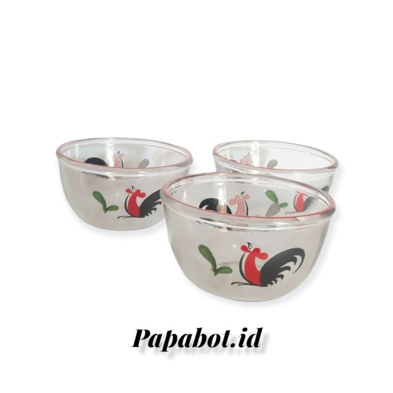 Mangkok Kaca Ayam Jago/mangkok mpasi/mini mix bowl/mangkok sambal