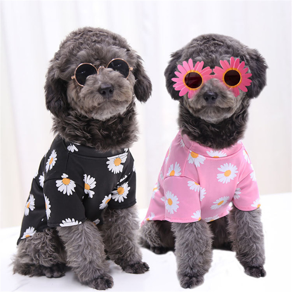 ★〓YUFeiPet〓★Pet Cats Clothes Spring Summer New Travel Daisy Printed Short Sleeve T-shirt Clothes Small Medium Dogs Pet Puppy T Shirt Vest