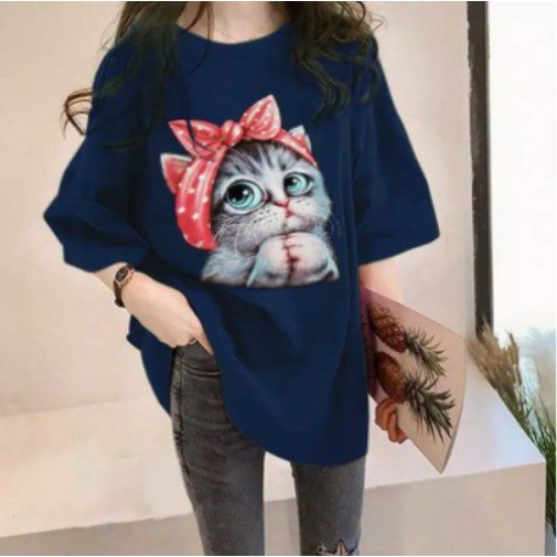 MakeGrosir - KAOS OVERSIZE CUTE CAT