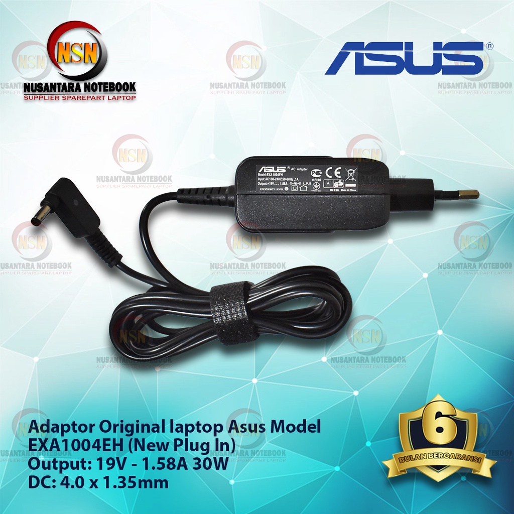 Adaptor Charger Asus 19V-1.58A 30W DC 4.0 X1.35mm New Plug In Original