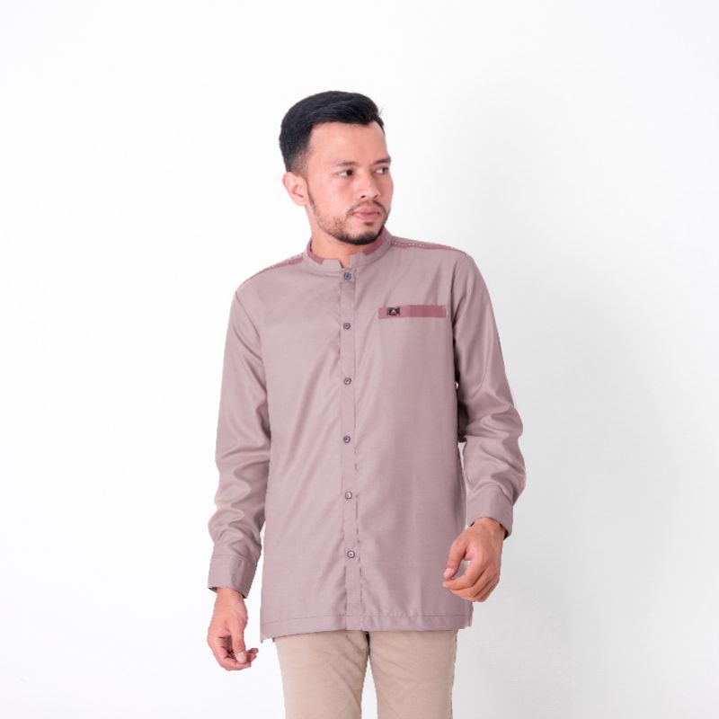 ANR Fadillah03 - Kemeja koko Pakaian Muslim Pria Atasan Muslim kemko Lengan Panjang NUDE