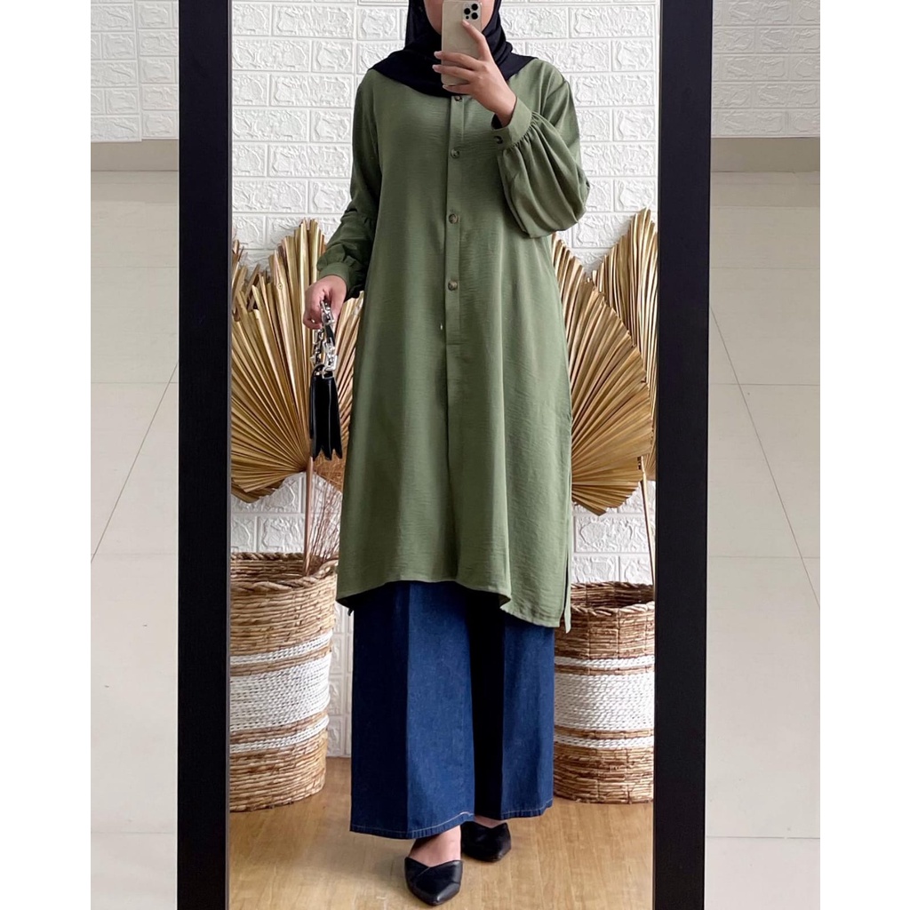 Tunik Crinkle Jaleela  / Atasan Wanita Casual  /  Tunic Basic Polos Airflow /  Tunik Muslim Kekinian