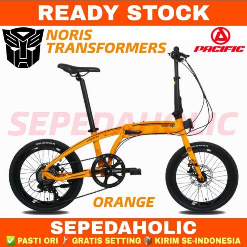 Sepeda Lipat 20 Inch PACIFIC NORIS 2.0 TRANSFORMERS Alloy 8 Speed Rem Cakram Garansi Resmi 5 Tahun