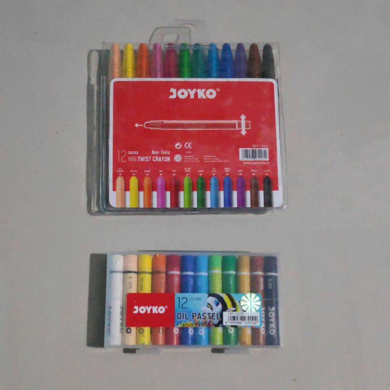 Joyko Krayon Oil Pastel 12 Warna Twist Crayon Putar Non Toxic anak Menggambar