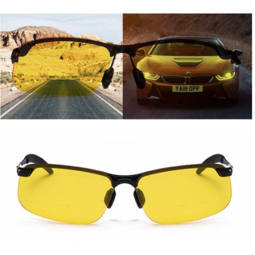 Sunglass Fotosensitif Berubah Warna Night Vision HD Photocromic Polarized Kacamata Mengemudi Malam