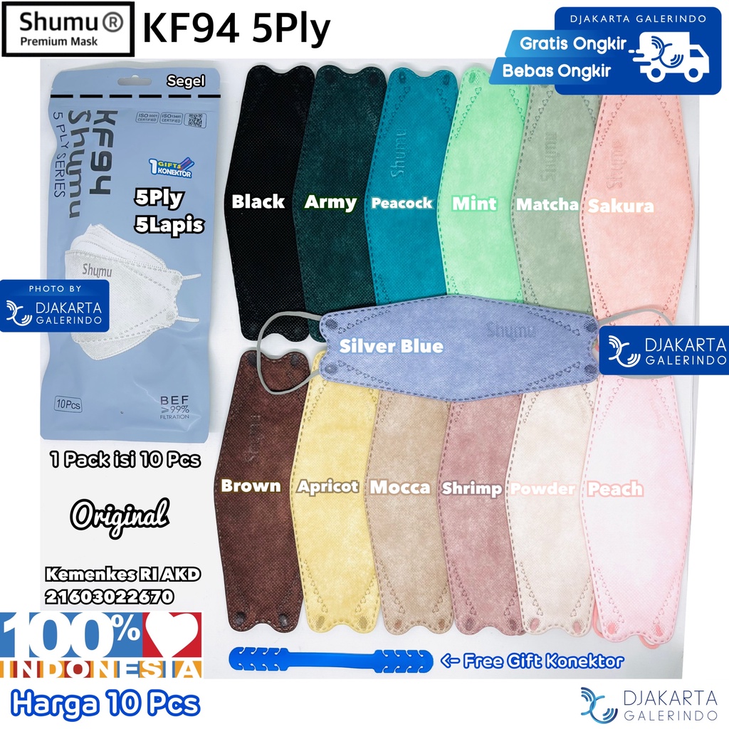 Masker SHUMU KF94 5Ply Original KEMENKES isi 10pcs