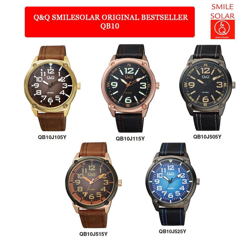 Jam Tangan Pria Casual Kulit Leather Analog Original Q&amp;Q QnQ QQ QB10 QB80 Series