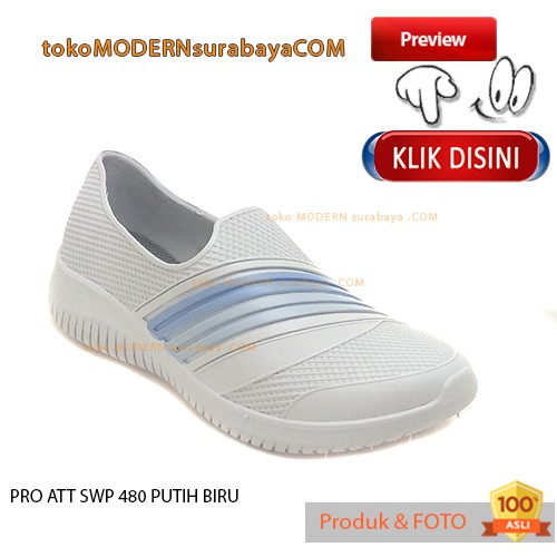 PRO ATT SWP 480 PUTIH BIRU Sepatu Wanita Sepatu Slip On Karet