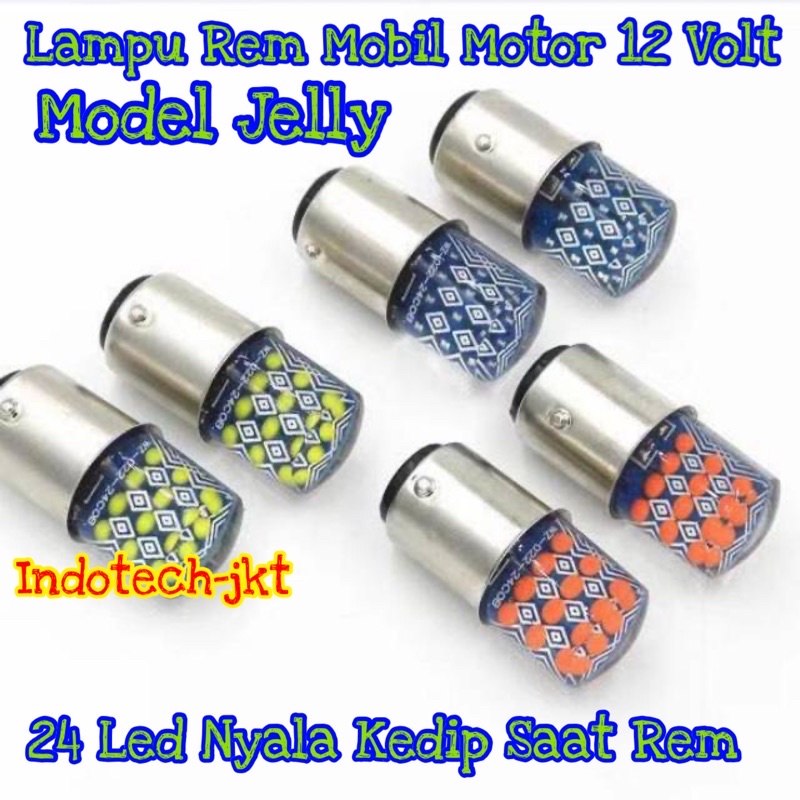 Lampu Rem Motor Mobil 12 volt 24 Led Edisi Batik Nyala Kedip Strobo RGB