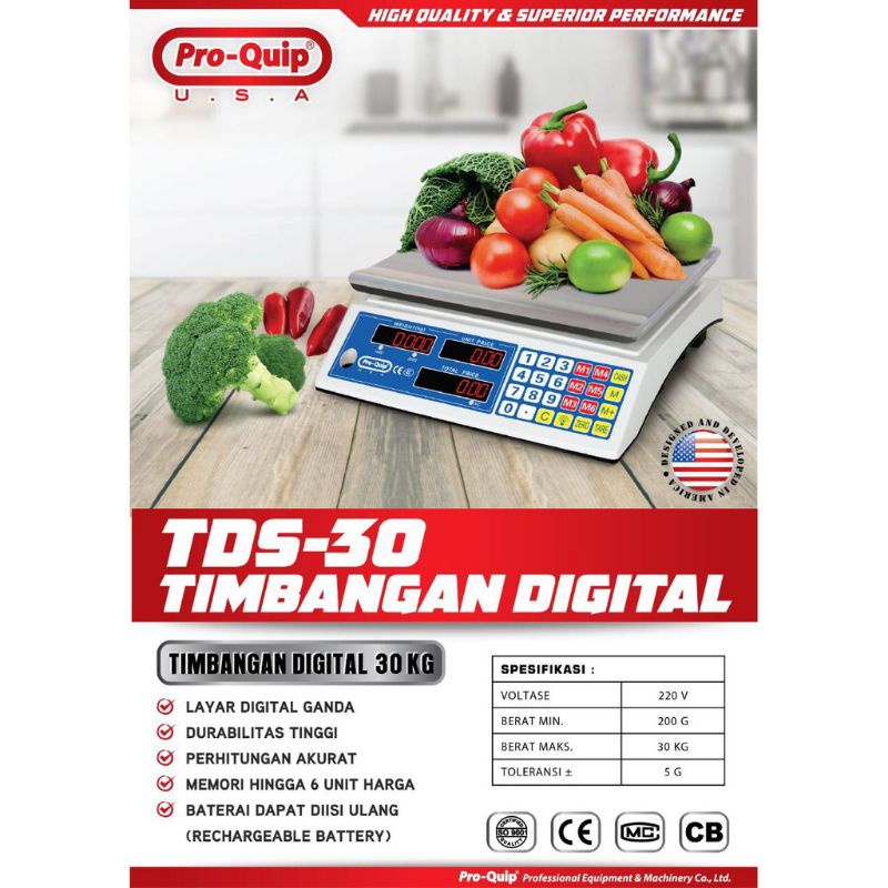 PRO-QUIP TIMBANGAN DIGITAL 30KG TDS-30