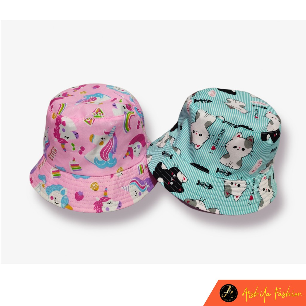 Topi Bucket Anak Karakter Bolak Balik /Topi Anak Karakter 2-10 Tahun/ Bucket Anak