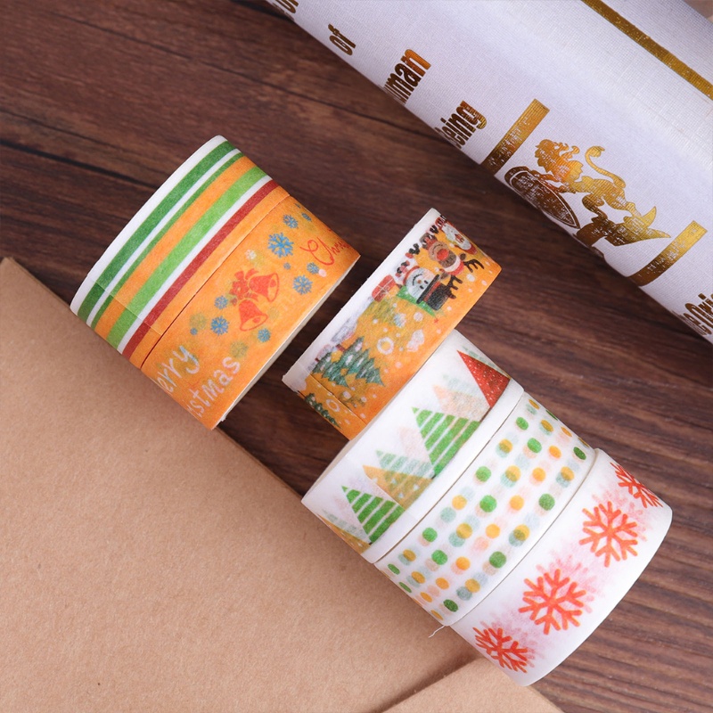 Zzz 24 Roll Stiker Washi Tape Motif Natal / Santa / Kepingan Salju Untuk Dekorasi DIY