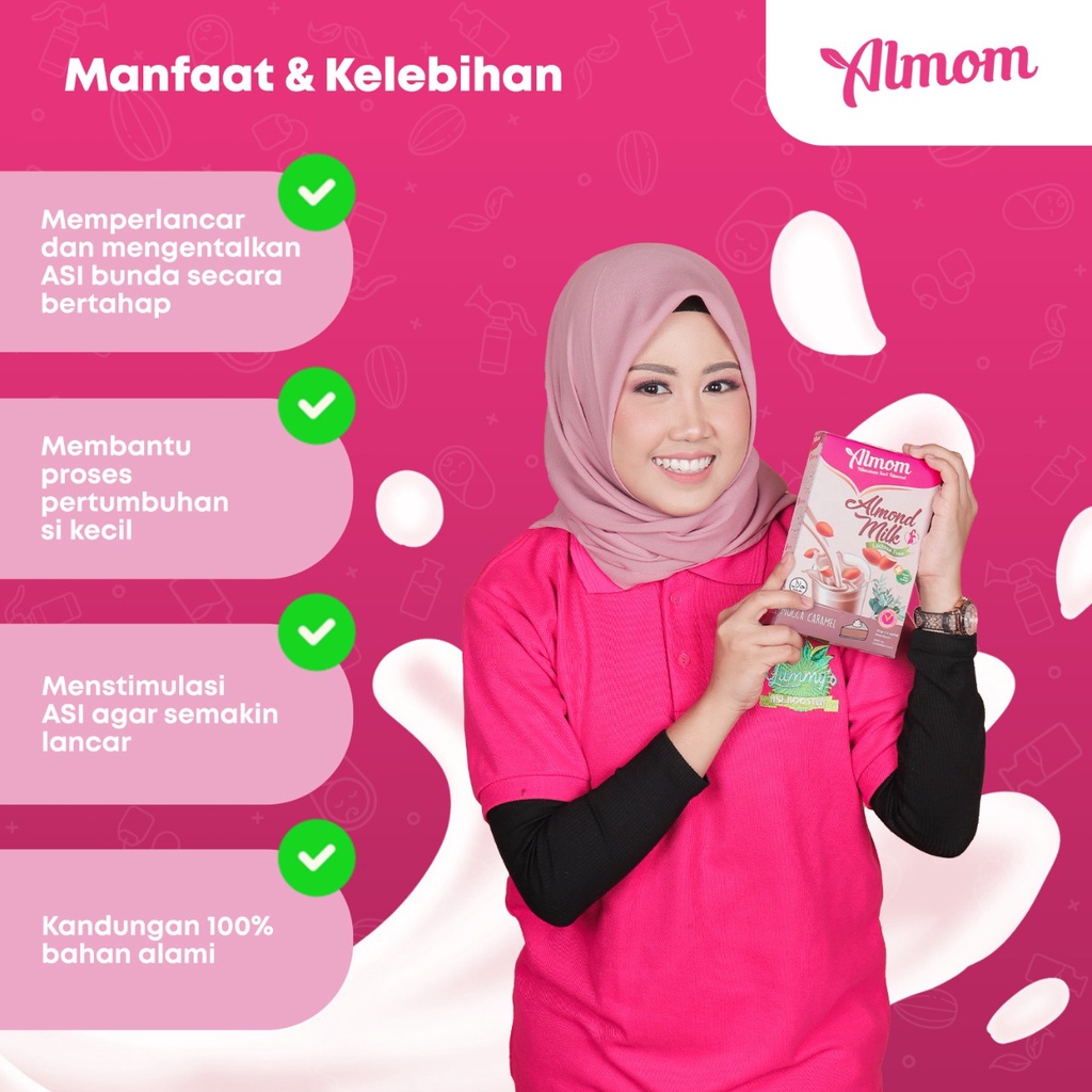 Image of ALMOM Susu Almond Milk Pelancar ASI | Untuk Ibu Hamil 7 Bulan hingga Menyusui | PAKET ISI MATCHA & TARO #1