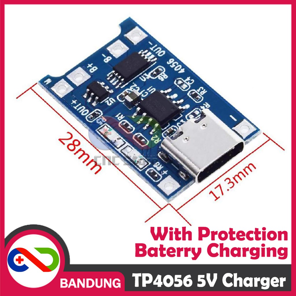 TP4056 + BMS 5V USB TYPE-C 1A LITHIUM BATTERY CHARGING + PROTECTION MODULE