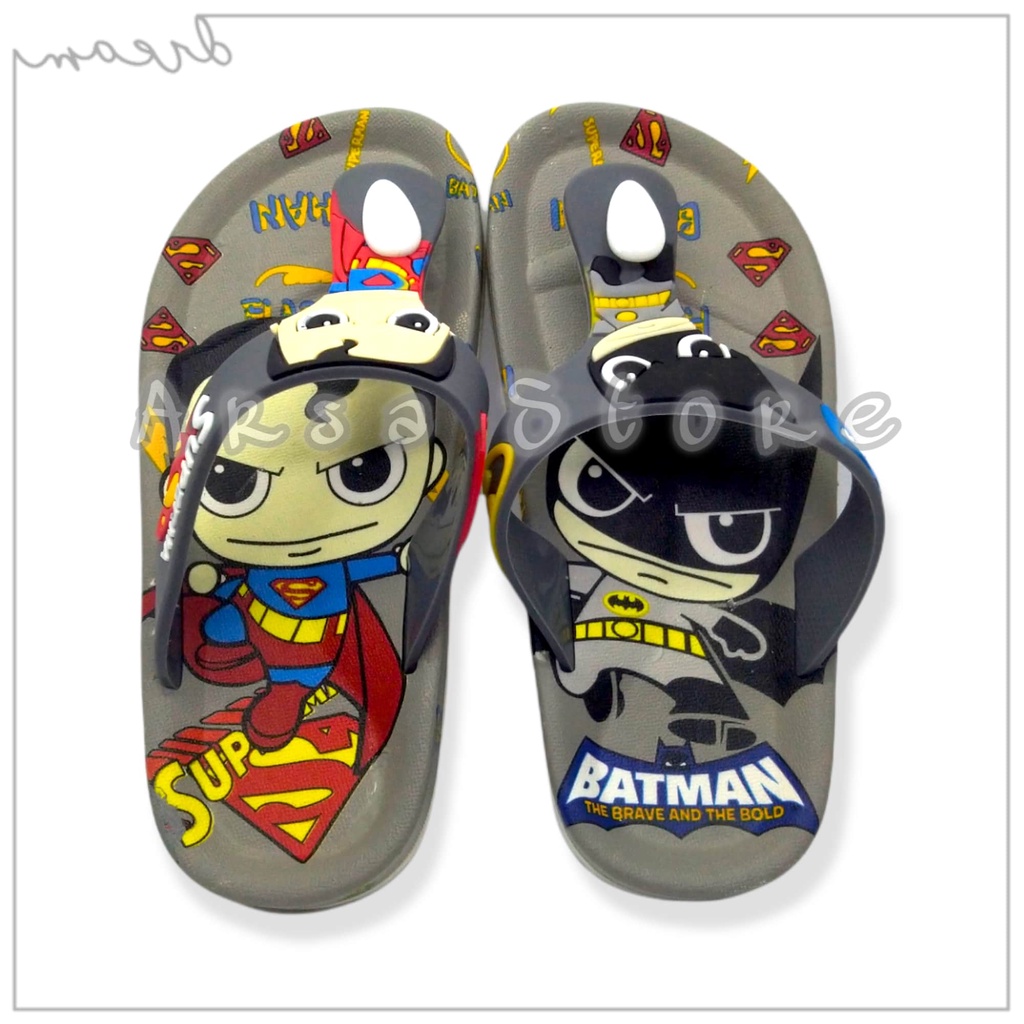 Sandal Jepit Karet Anak Laki Laki Import / Sendal Jelly Anak Cowok 2 - 4 thn Terbaru Motif Superhero