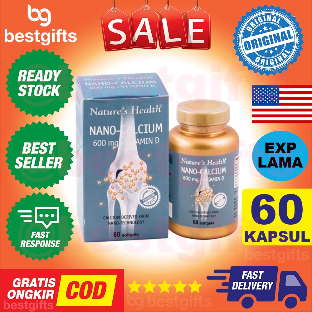 NATURE'S NATURES NATURE HEALTH NANO CALCIUM VITAMIN KALSIUM TULANG GIGI GUSI OSTEOPOROSIS 60 KAPSUL