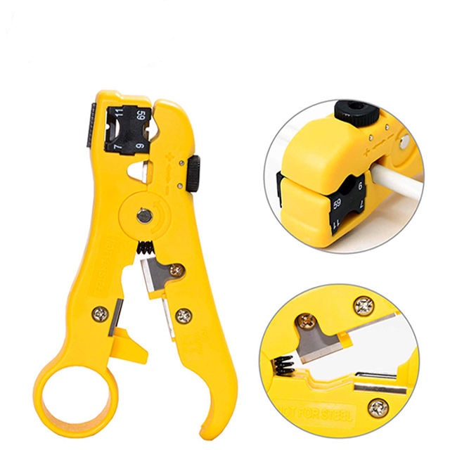 Universal Stripping Tool Coaxial Alat Pengupas dan Pemotong Kabel Jaringan LAN UTP/STP RG59 RG6 RG7 RG11 4P/6P/8P