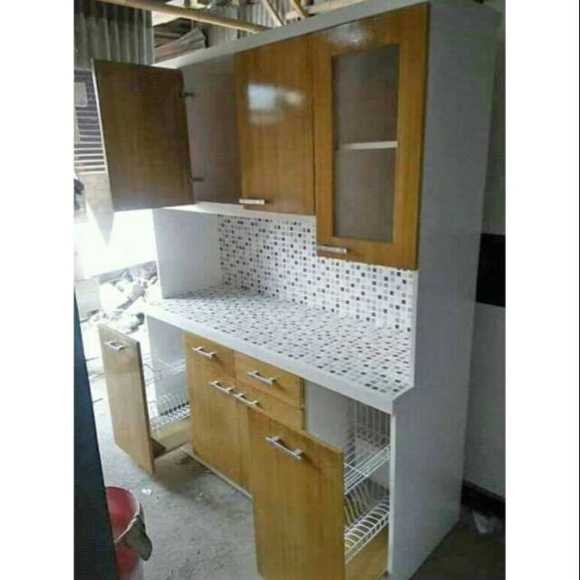 Kitchen Set Lemari Makan 4 Pintu Teakblock Duco Jumbo Minimalis Rak Piring