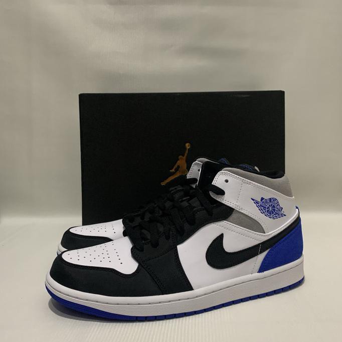 Diskon Sepatu Pria Spesial✅ AIR JORDAN 1 MID SE UNION ROYAL SMOKE GREY (CHICAGO BLACK TOE, LOW UNC