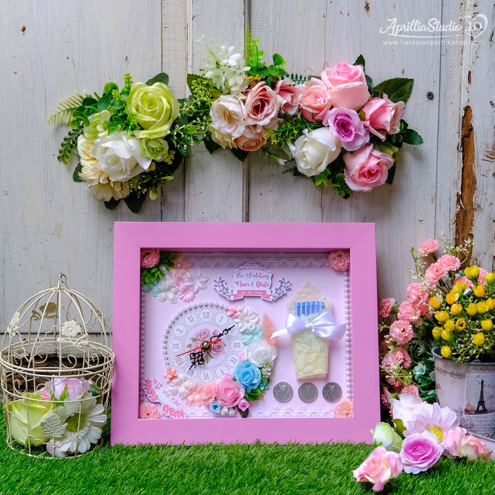 MAHAR PERNIKAHAN BINGKAI UANG SHABBY PINK