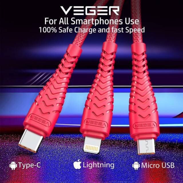 KABEL DATA VEGER V110 TYPE C KALENG 2.4A FAST CHARGING PER PCS