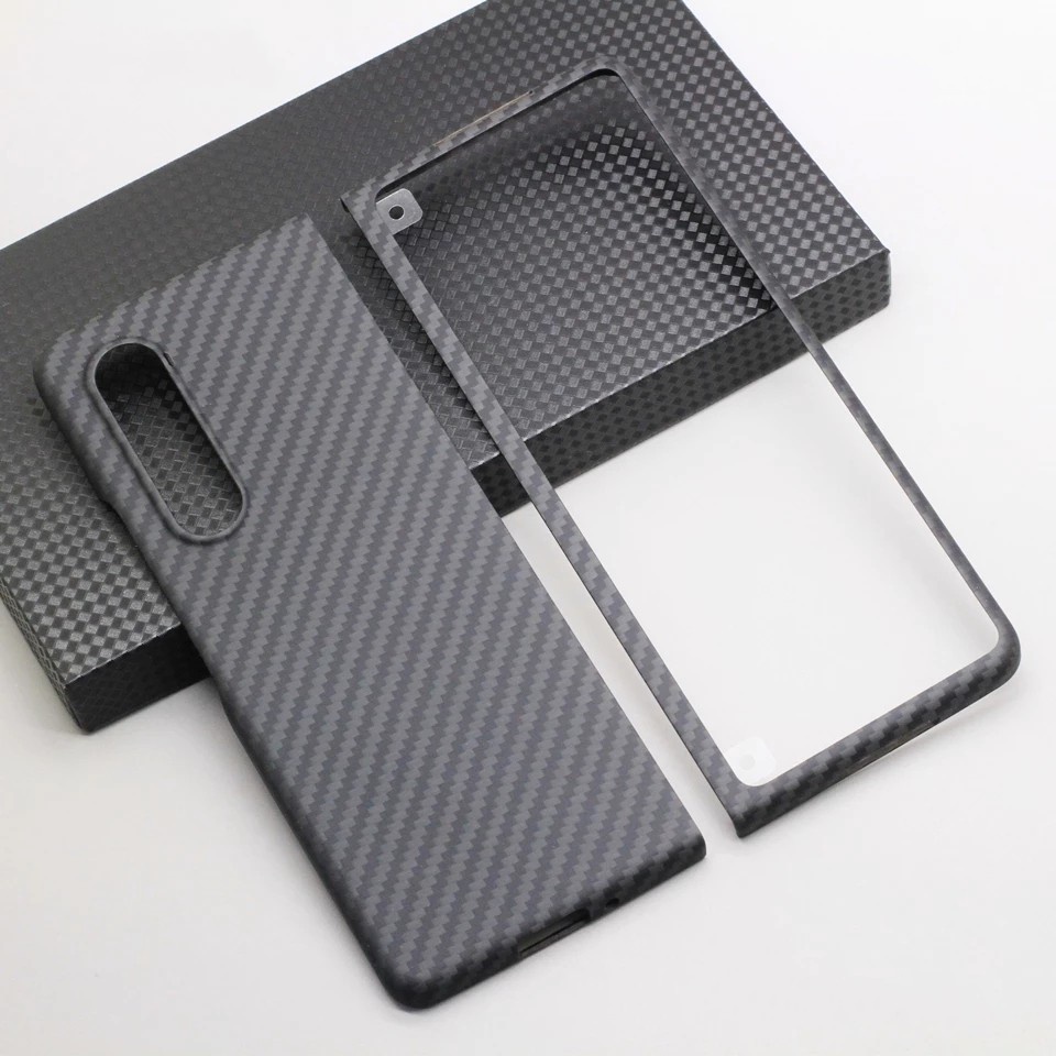 2 in 1  Real Carbon Fiber Mobile Phone Case for Samsung Z Fold 3