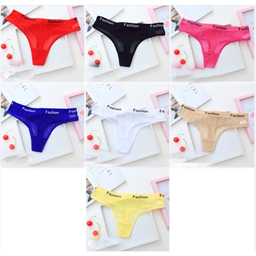 Celana Dalam Wanita Sexy Huruf Fashion Low Waist G Sting transparan Jala Kenyamanan Thong 3C183