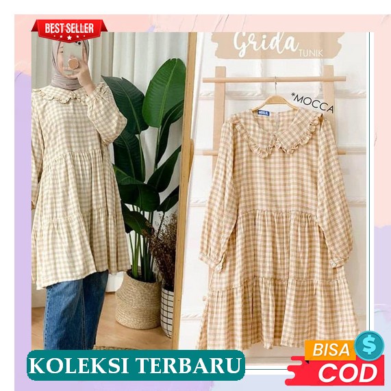 Tunik Wanita Terbaru Bahan Katun Terbaru 2021 Kekinian Motif Jumbo Bahan Rayon Perempuan Kekinian 20