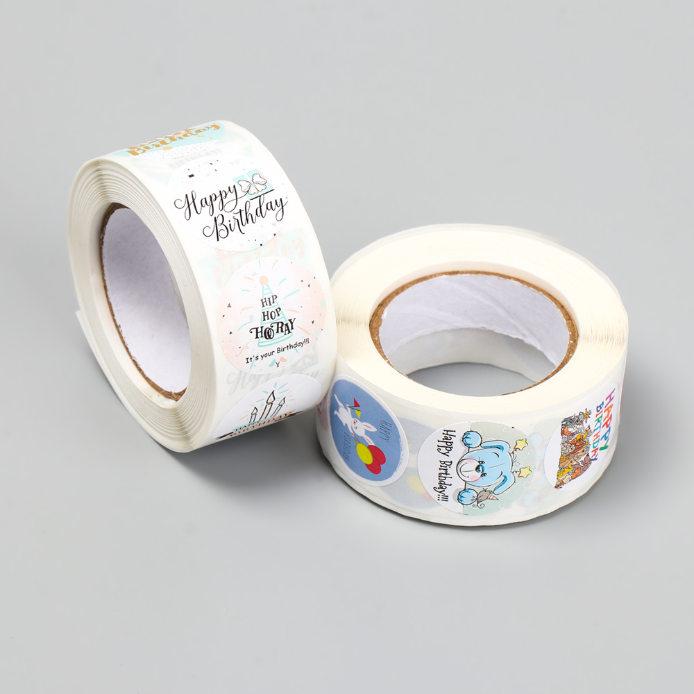 Wonderful 500pcs / Roll Stiker Label Bulat Tulisan Happy Birthday Diy Untuk Amplop / Scrapbook / Hadiah