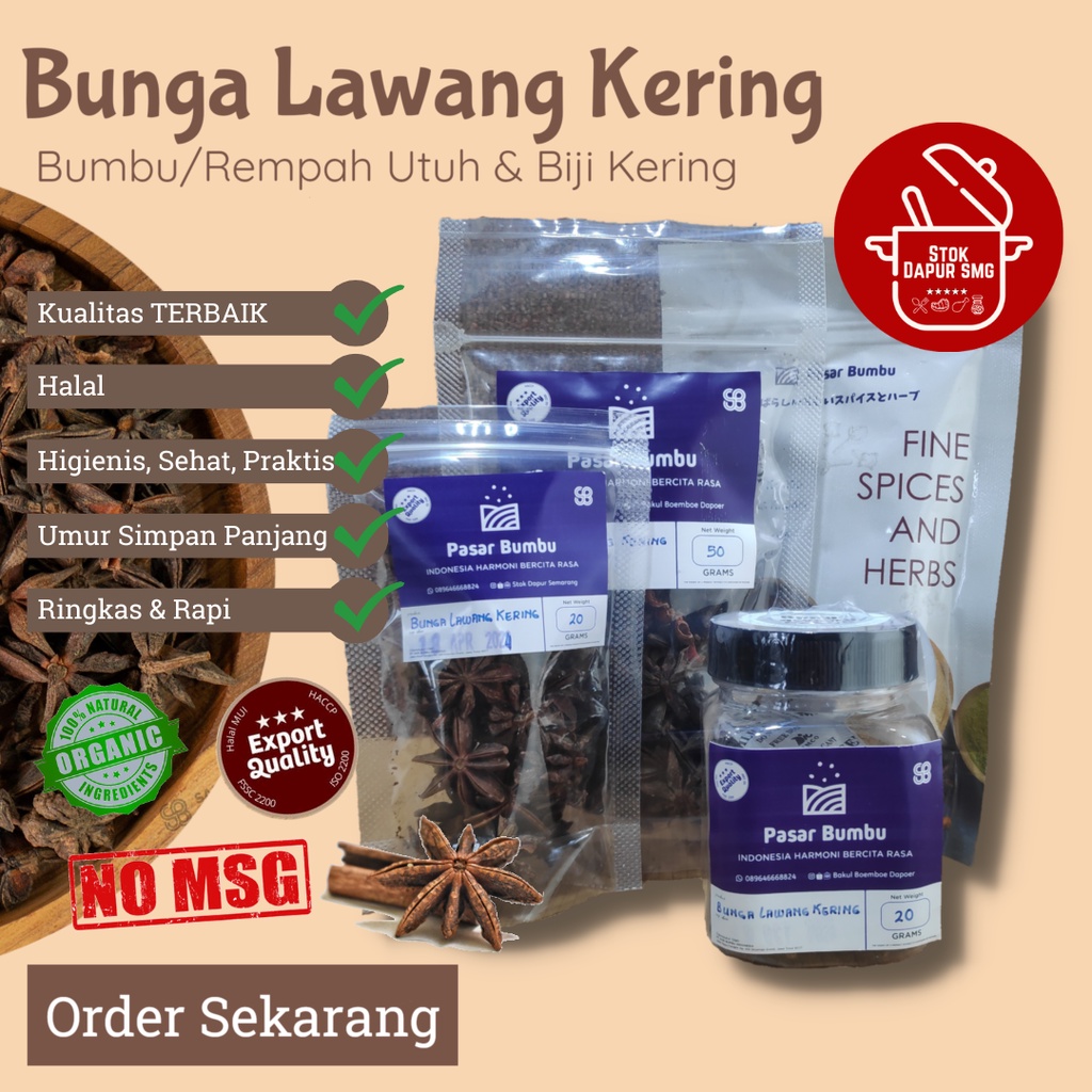 Jual Bumbu Dapur Rempah Bumbu Masak Bunga Lawang Pekak Star Anise