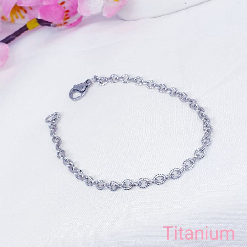 jannjewelry Gelang anak nori ukir tangan &amp; kaki titanium anti karat&amp;alergi uk 13-20cm JJ-8