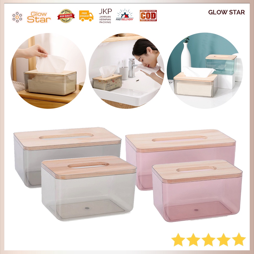 Kotak Tisu Kayu Korea Modern Classic Transparan Nordic Minimalist Tissue Box Size Small Large