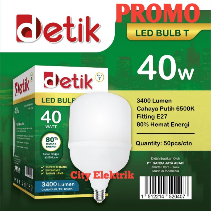 DETIK Lampu Bohlam LED Capsule 40 Watt Bergaransi / Lampu Murah