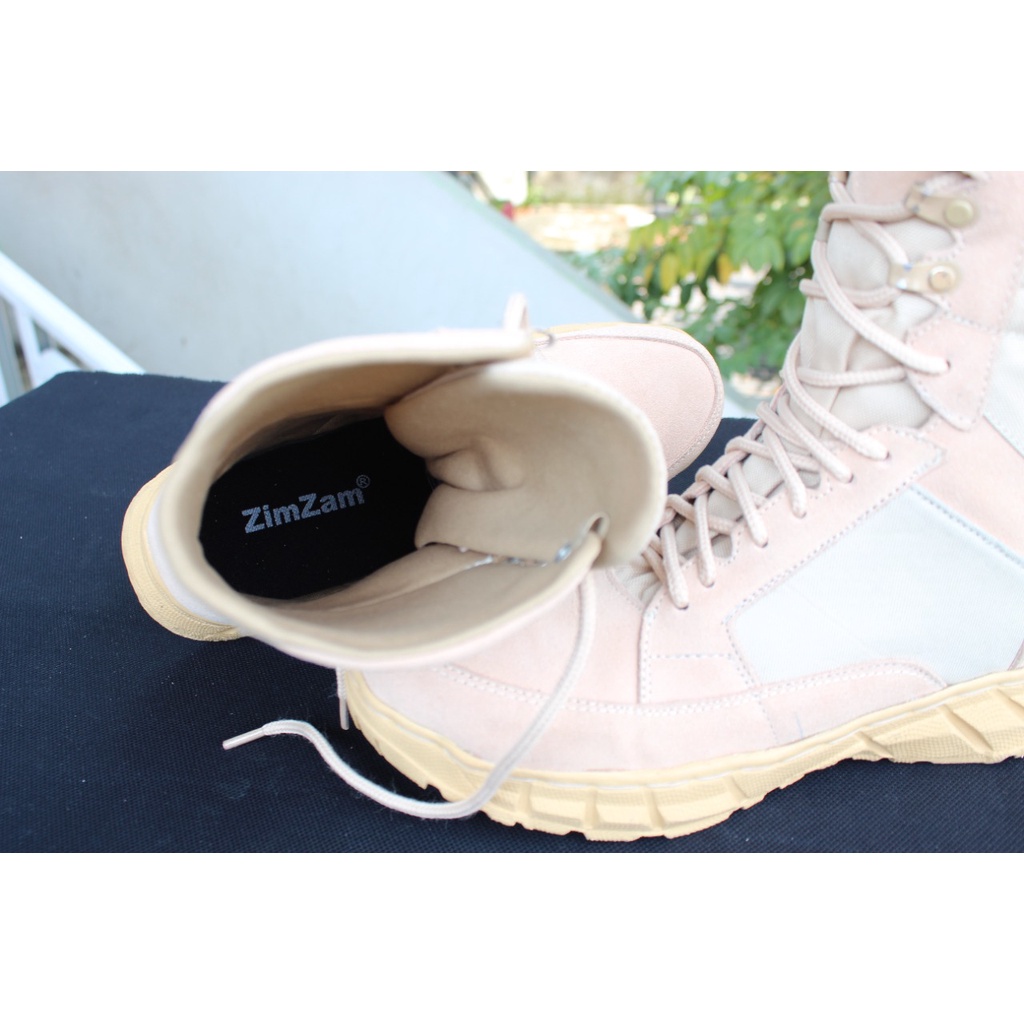SEPATU BOOT WEBA BRIMOB KULIT ASLI CREAM