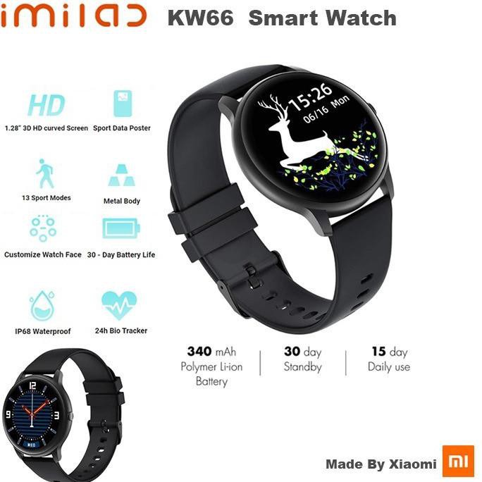 BEST SELLER Smartwatch Fitness Jam Tangan Xiaomi IMILab KW66 Heart Rate - Hitam
