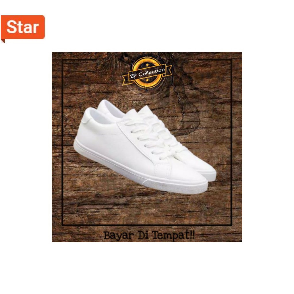 SEPATU WANITA FASHION REMAJA KEKINIAN / Promo Sepatu Sneaker Putih/Hitam Polos, Sepatu Putih