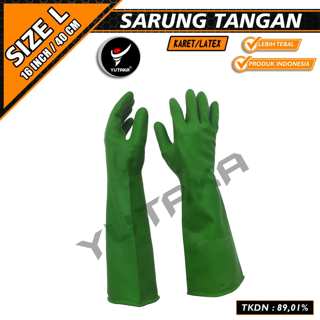 SARUNG TANGAN KARET 16 INCH warna hijau /sarung tangan karet cuci piring termurah 16 inch