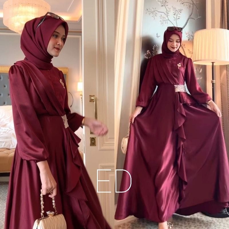 DRESS FARAYA FASHION PAKAIAN WANITA GAMIS MAXY BAHAN REBERTO CAVALI EDHM