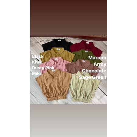 JASMINE SET SETJ310 ONE SET ATASAN CROP KARET DAN CELANA BASIC ADA SELETING DAN KANCING SETJ310-6