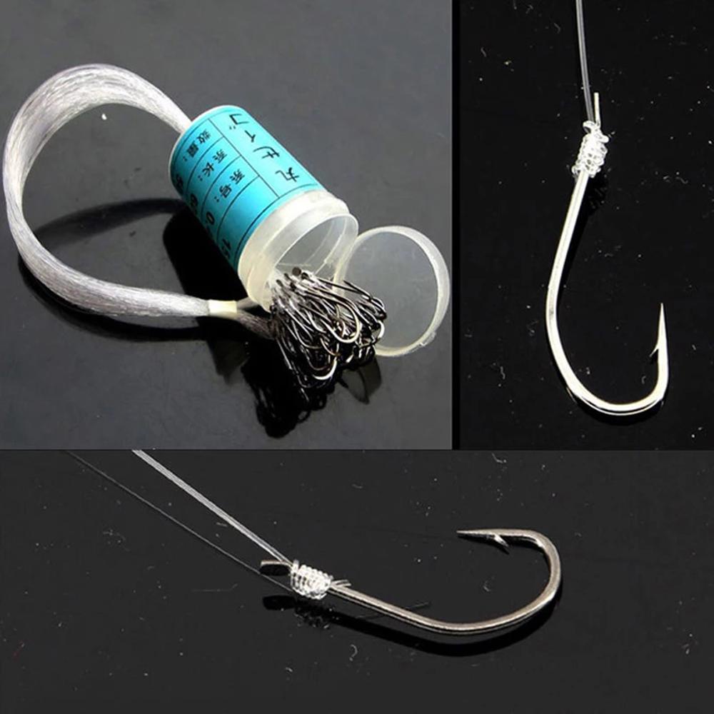 Lanfy Pengait Tali Pancing Memimpin Kepala Carp Fly Tackle Carp Hook Carbon Steel Barbed Hooks with Fishing Line Tied Bait Fishhook