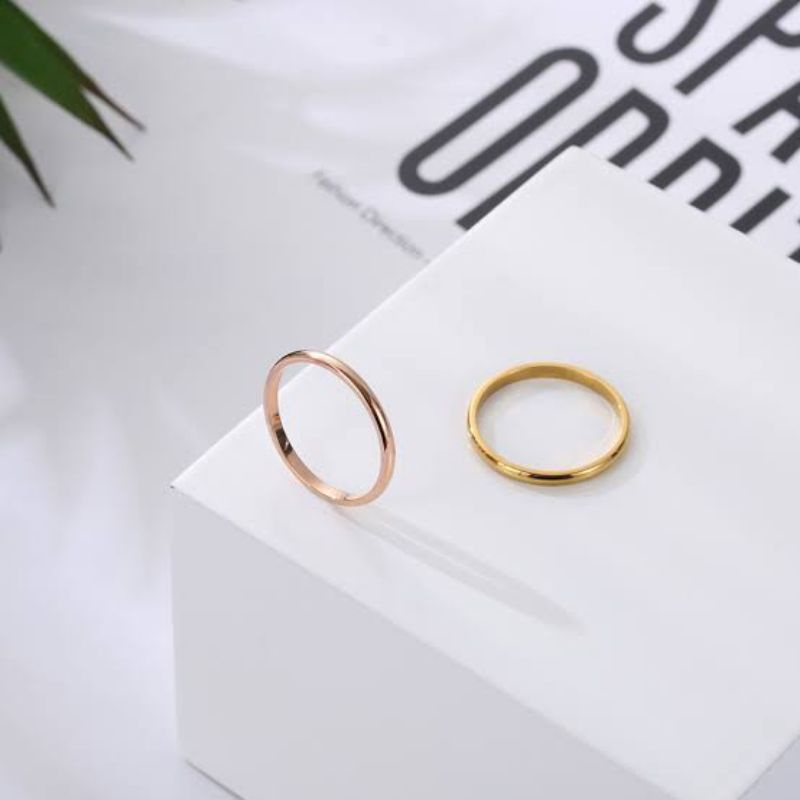 Cincin Pria Wanita Tipis 2mm || Cincin Titanium Polos 2mm || Cincin Korea
