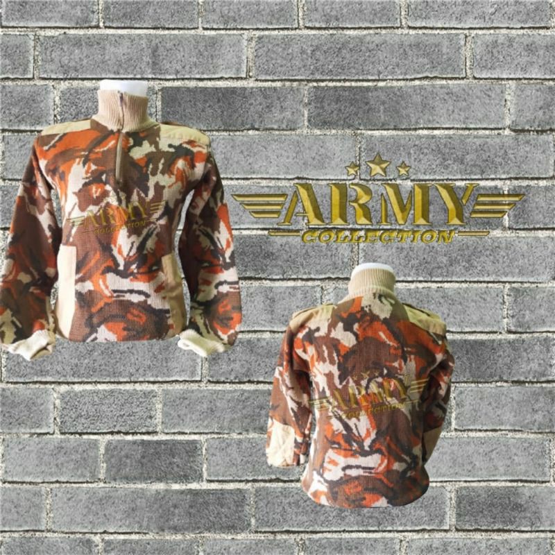 Sweater pria army loreng hitam hijau / sweater rajut army tactical airsoft outdoor