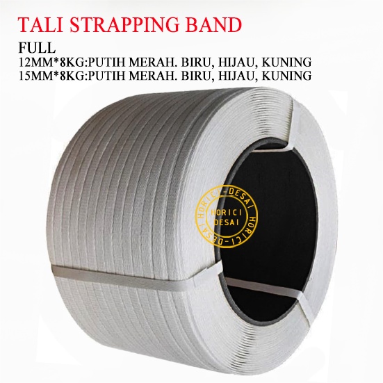 ASLI FULL TALI STRAPPING BAND / LEBAR: 12mm &amp; 15mm BERAT: 8kg / Packing barang berat dan besar.karton besar pallet (peti kayu), dus, dll